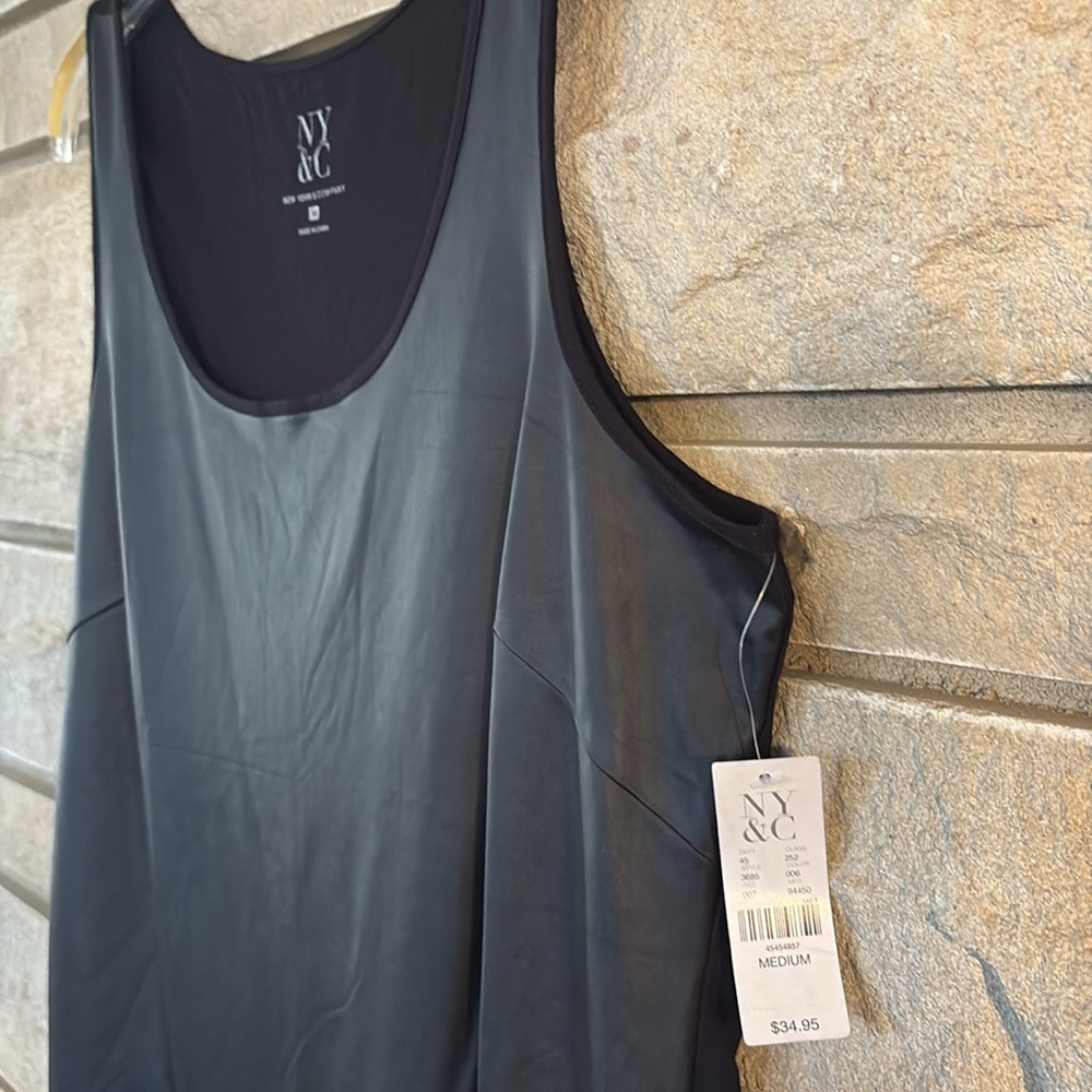 New York & Company Faux Leather Black Tank Top - Picture 4 of 9
